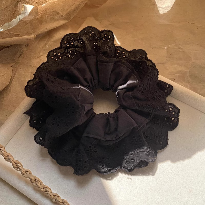 Anillo de cabello retrógrado francés de encaje de intestino grande de alta calidad femenina baja cola de caballo cabeza cuerda de cabello adornos de cabello de flores atados cabeza cuerda de cabello de banda de goma