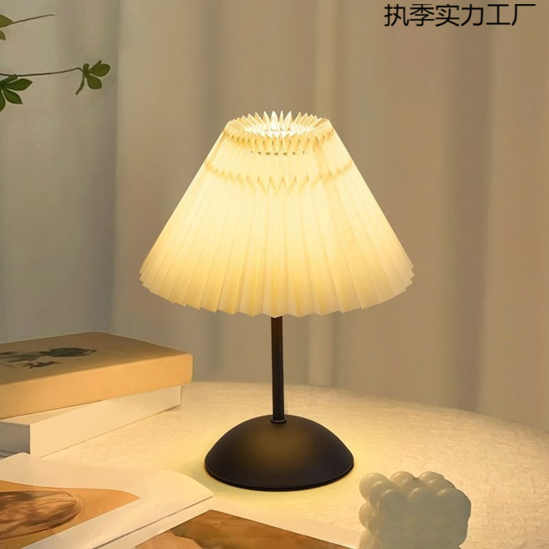 Desk Lamp Cheap Home Dormitory Bedroom Sleep Bedside Lamp Atmosphere Pleated Remote Control Night Light Baby Feeding Lamp