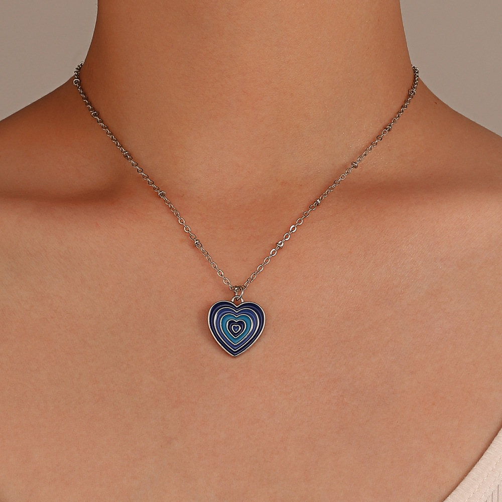 Daily Occasion Alloy Material Retro Heart Shape Alloy Enamel Women's Necklace