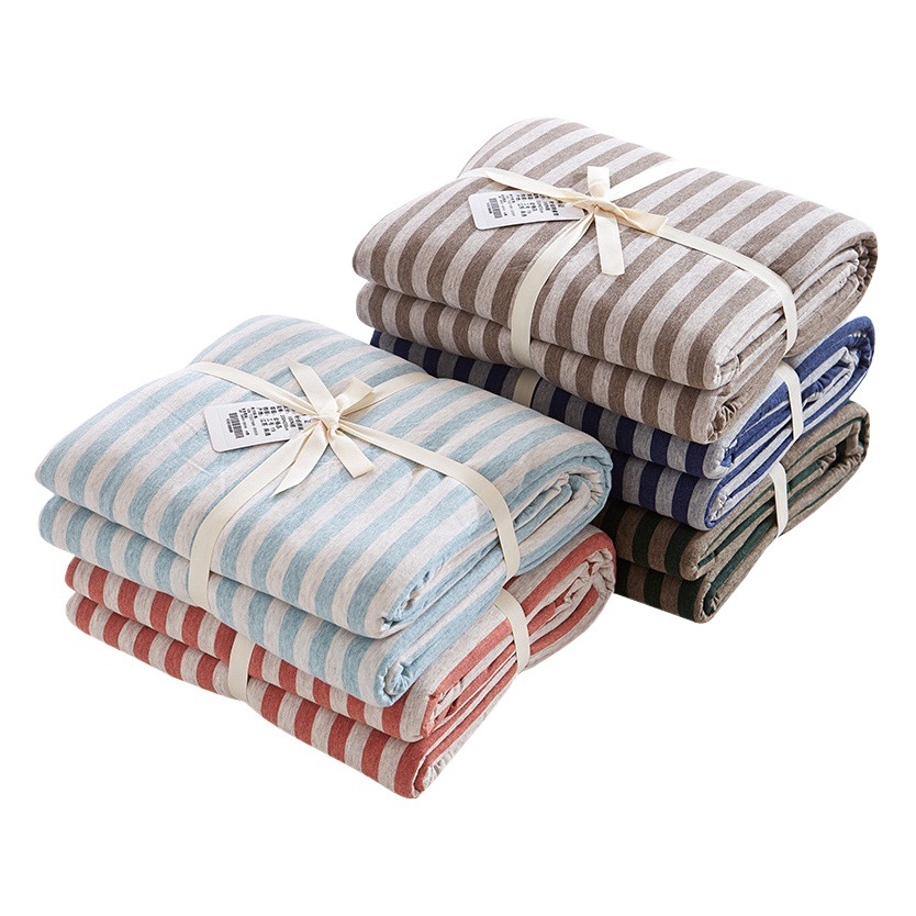 Pure Cotton Unprinted Tianzhu Cotton Knitted Cotton Quilt Cover Single Piece Pure Cotton Simple High Quality Stripesd Bedding Manufacturer Wholesale