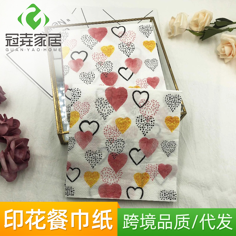 Servilletas de Papel Estampadas 2 Capas 33cm 20 Hojas de Pulpa de Madera para Bodas