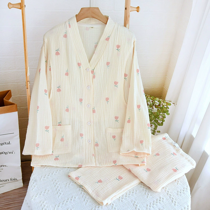 Pijama, set, cardigan, thin spring summer breathable long-sleeve for breastfeeding