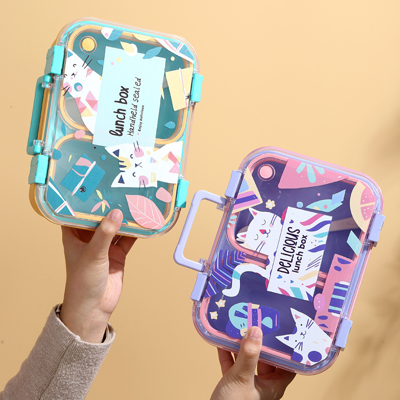 漫画柄の多層弁当箱、学生食堂用ランチボックス、会社員用携帯プラスチック弁当箱、電子レンジ対応|undefined