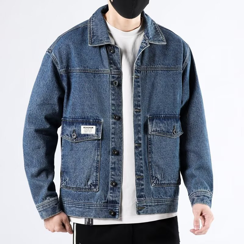 Men's Denim Jacket 2025 New Spring Loose Workwear Men's Spring and Autumn Jacket Stylish Trendy Brand Solid Color Coat