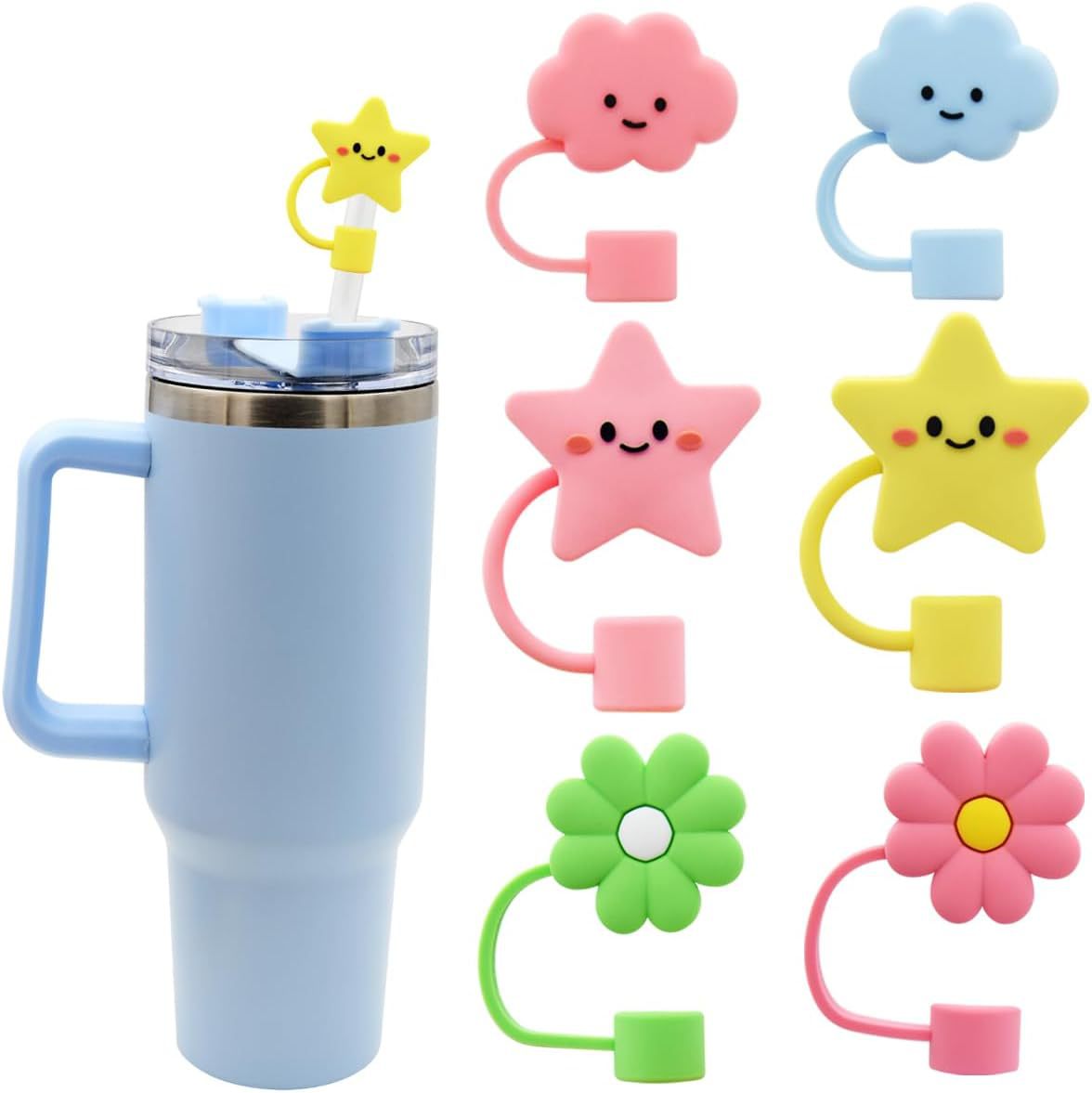 6 unidades nubes estrellas flores