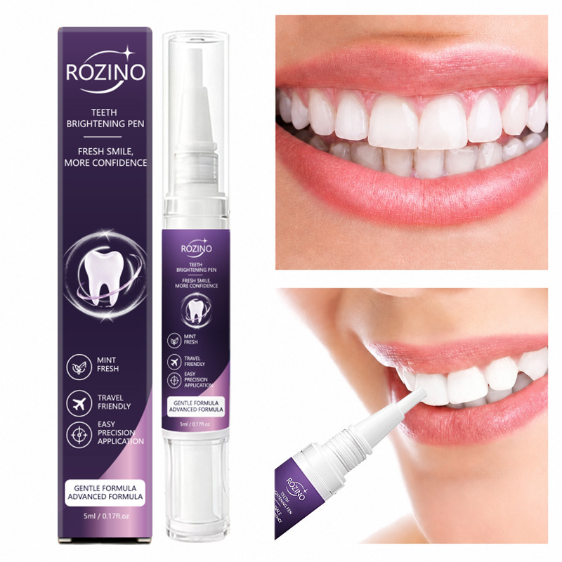 Cross-border ROZINO Fresh Breath Whitening Tooth Pen, 5ml, for fresh breath, teeth whitening, and stain removal, direct from the factory