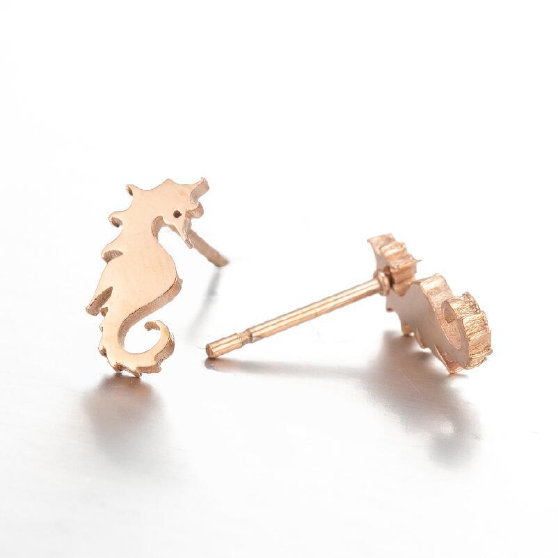 Women's Fashion Hippocampus Stainless Steel No Inlaid Ear Studs Stainless Steel Earrings display picture 4