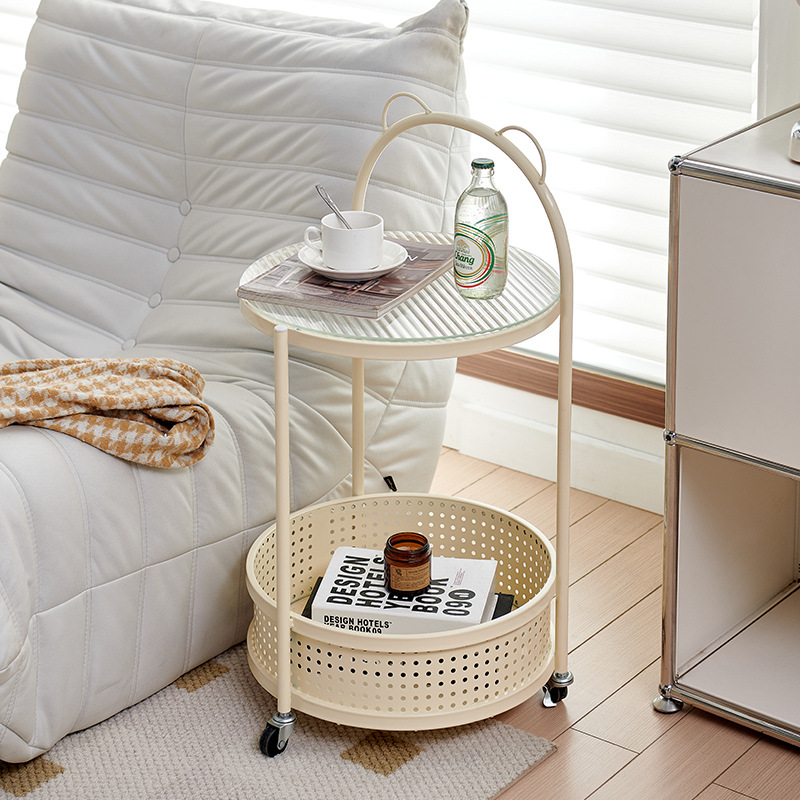 客廳奶油風沙發邊幾小推車小戶型家用雙層小茶几鐵藝小桌子置物架