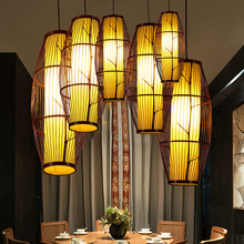 新中式竹编竹艺吊灯东南亚日式创意灯具包间过道楼梯间酒店餐厅灯