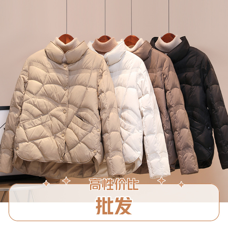 Women's Down Jacket Coat 2024 Pinghu Autumn and Winter New Short Thin Xiangyun Collar Simple Cross-border Hot Selling Women's Down Jacket Coat 2024 Pinghu Autumn and Winter New Short Thin Xiangyun Collar Simple Cross-border Hot Selling