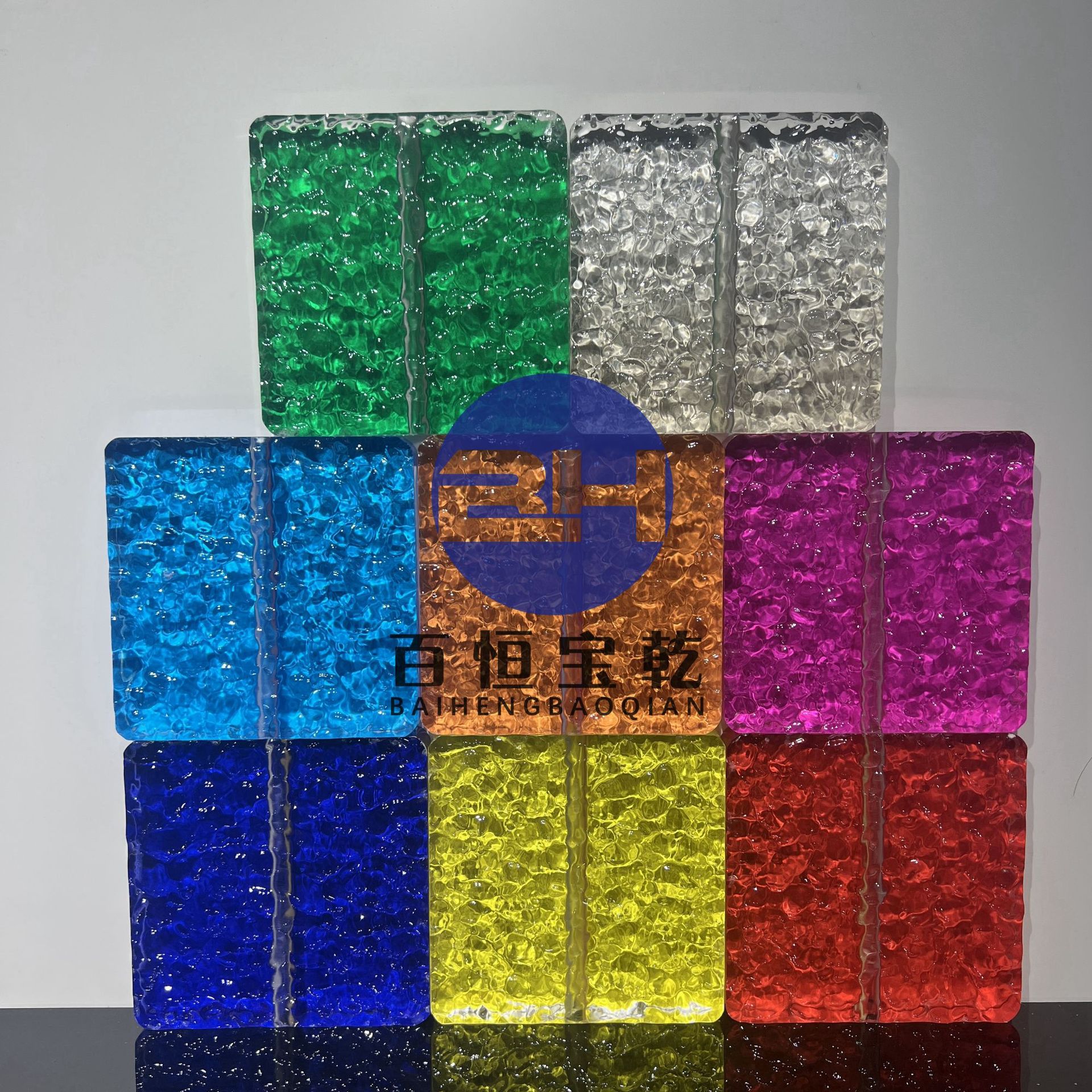 亚克力水晶屏风挂片玻璃砖彩色渐变 隔断玄关背景单双面波纹肌理