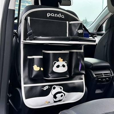 Car Seat Back Storage Hanging Bag Car Storage Box Car Rear Anti-Kick Pad Foldableing Small Table Storage Rack (Chair back anti-kick pad) - model-z-naughty-panda-folding-anti-kick-free-waterproof-bucket
