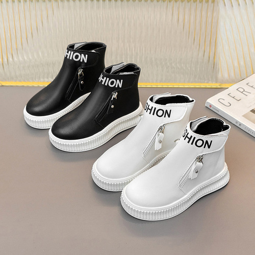 Girls' single boots, new autumn/winter Korean-style boys' Martin boots, little girls' soft-soled versatile ankle boots, trendy baby shoes.