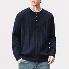 假两件轻熟老钱风柔糯绵羊毛混纺针织衫男士毛衣秋冬内搭羊毛衫男