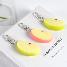 新款软胶仿真苹果片钥匙扣创意仿真水果包包挂件摄影摆件道具批发