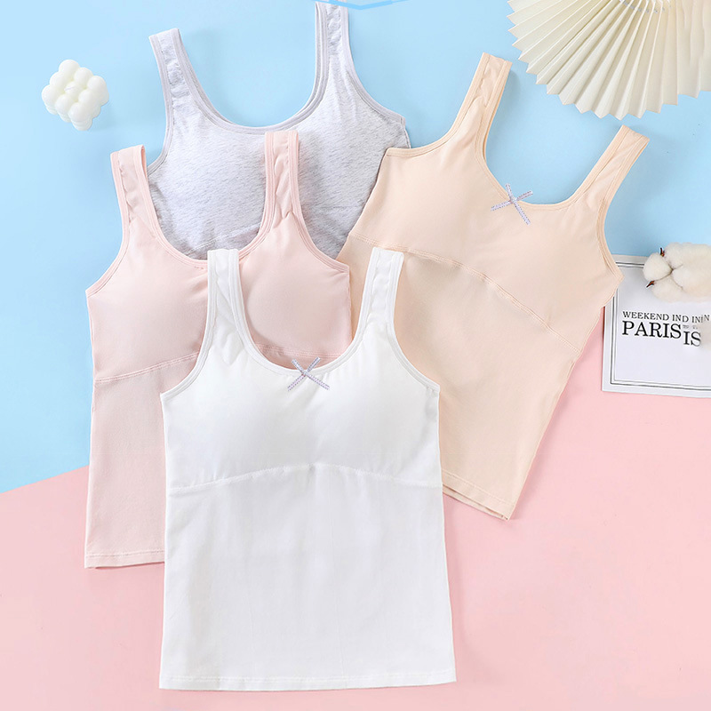 Development period vest long fixed sponge anti-bump children's bra cotton girl's underwear middle and big children's bottoming top Development period vest long fixed sponge anti-bump children's bra cotton girl's underwear middle and big children's bottoming top