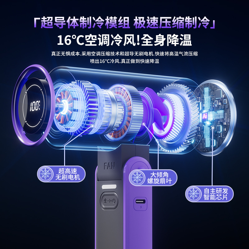 クロスボーダーハンドヘルド高速 100 スピードファンデジタルディスプレイポータブル折りたたみ扇風機デスクトップ USB 充電暴力的な小型ファン|undefined