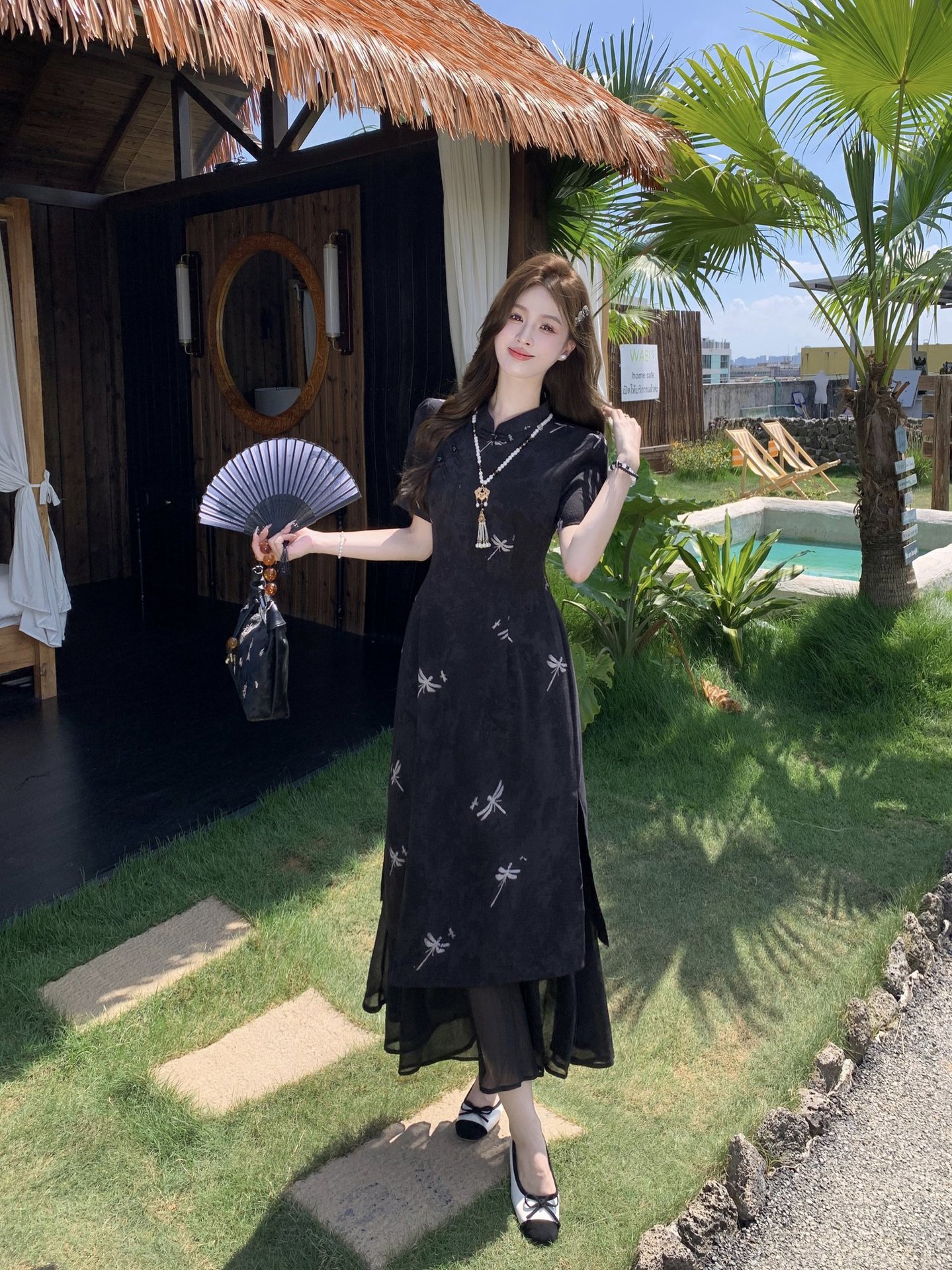 GraceChic New Chinese National Style Buttoned Cheongsam For Women Summer Plus Size Slimming High-end Elegant Long Dress_voghion.com