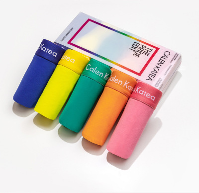 多彩色內褲5條盒裝 品牌男士平角內褲 50支精梳棉歐碼大碼內褲男