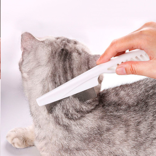 Pet flea steel needle comb new flat single color non-slip cat flea comb pet supplies wholesale