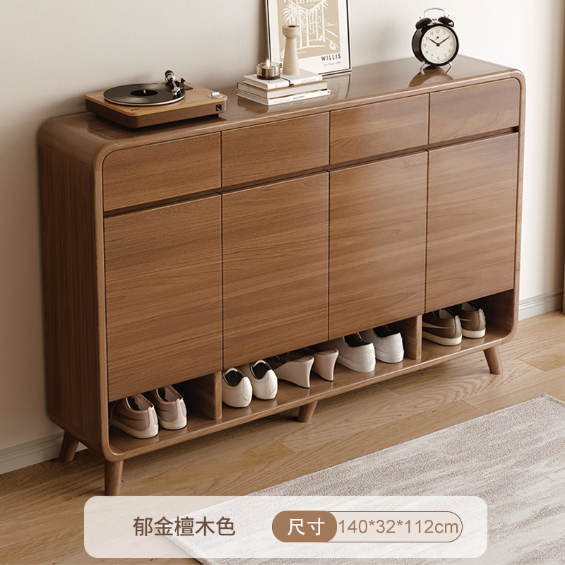 Zapatero de gran capacidad en color madera maciza para la entrada del hogar, armario de almacenamiento integrado para el pasillo al lado de la puerta, nuevo modelo de zapatero.