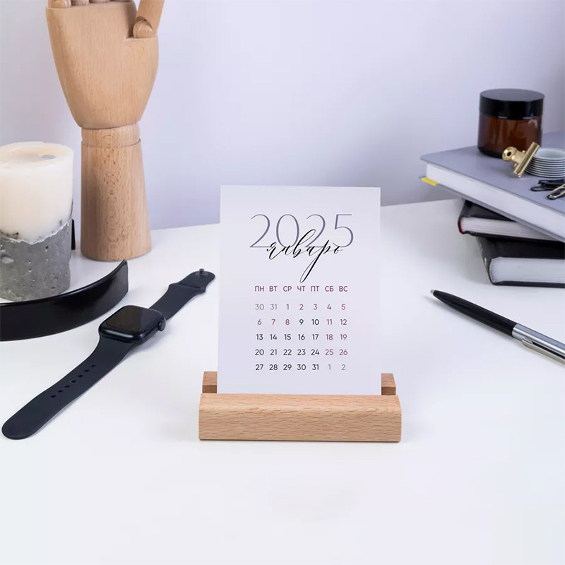 Calendario de escritorio de madera 2025, calendario de escritorio del año de la serpiente, base de calendario de escritorio creativo y simple, nuevo marco de calendario de escritorio, adornos de calendario de escritorio