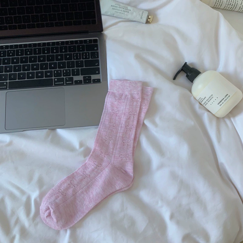 Tide, summer thin socks with bow, universal Japanese high boots