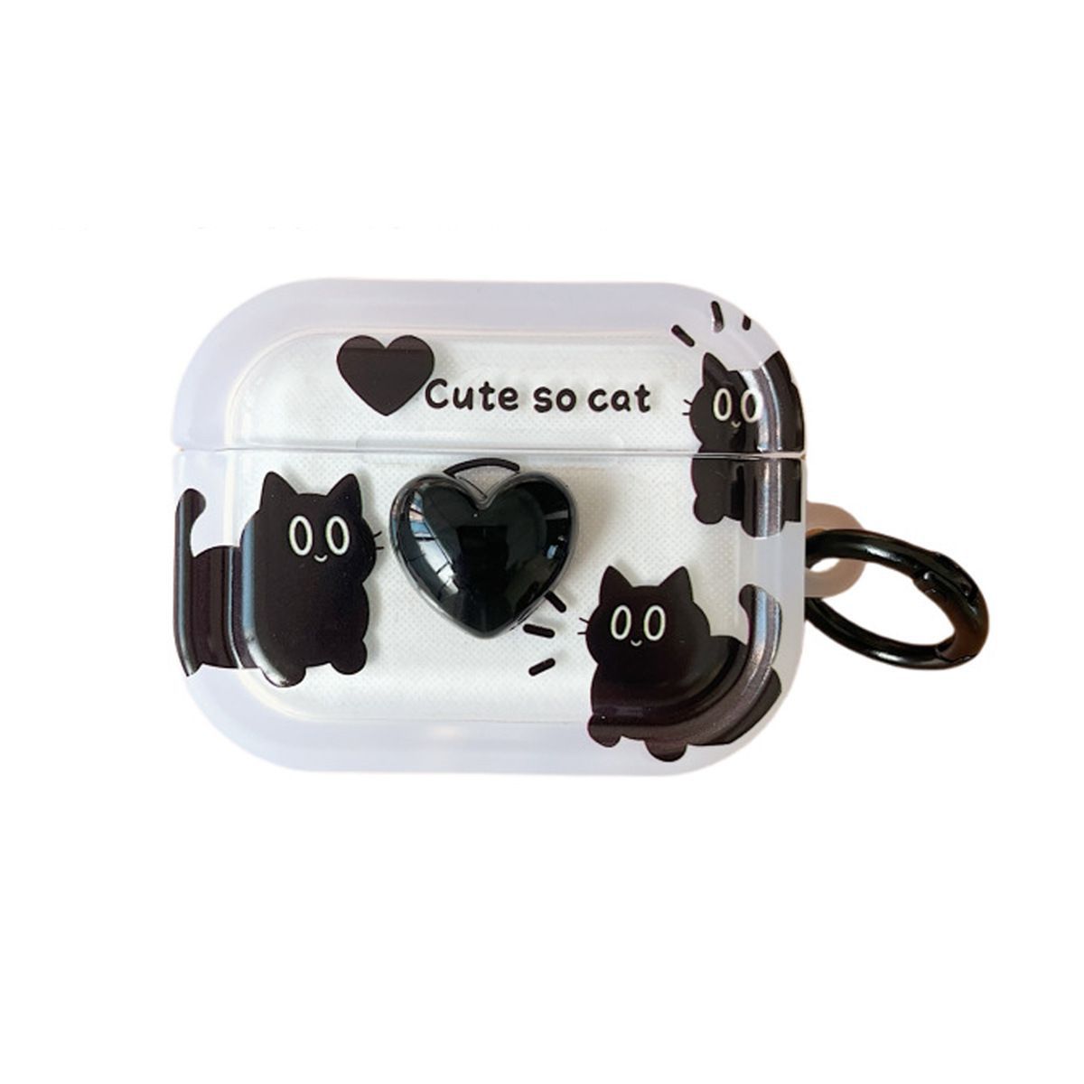 Funda Protectora para Auriculares con Diseño de Gato Negro de Dibujos Animados, Compatible con Apple Airpods 4, Bluetooth, Pro3