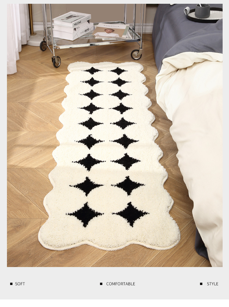 Cremefarbener Langflor Teppich Für Schlafzimmer Und Sofa_voghion.com
