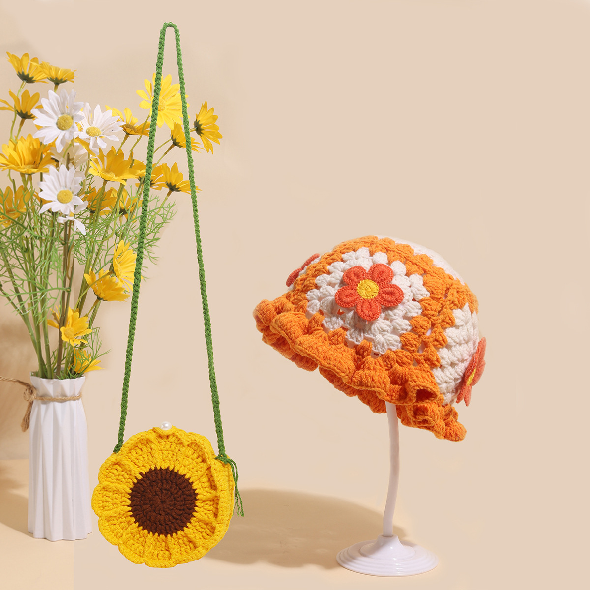 Chapeau de pêcheur en laine tissé à la main pour homme gros, mignon, automne et hiver, doux et enfantin, à bord court_voghion.com