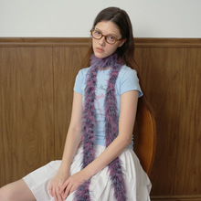 自制小众段染仿貂毛针织细窄小围巾女凹造型用毛绒绒装饰小围脖