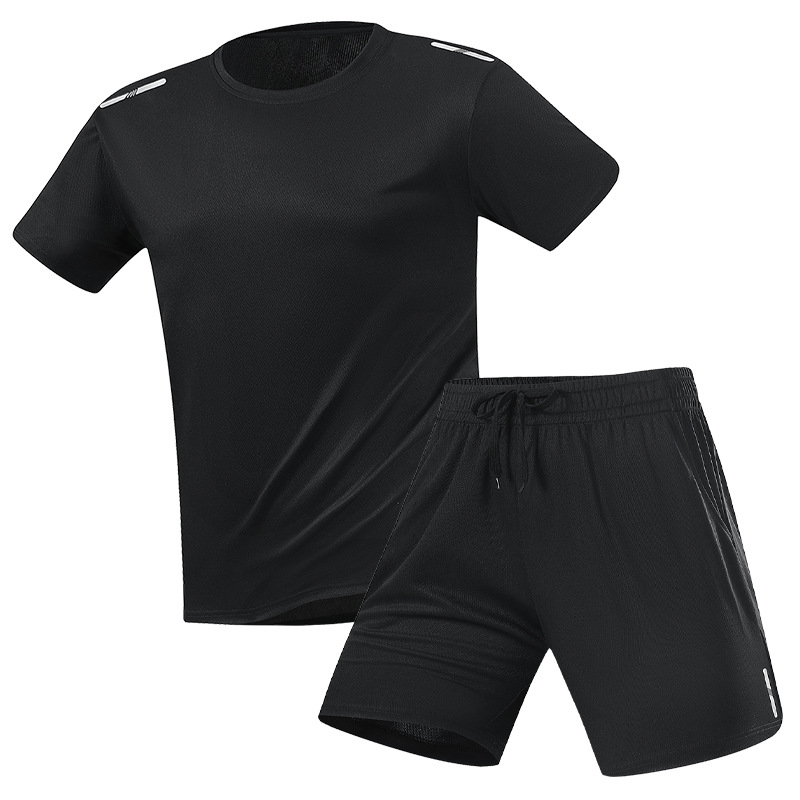 Trajes deportivos transfronterizos para hombres de verano nuevos juegos de dos piezas de correr Casual Fitness camiseta de secado rápido de hielo pantalones cortos de mangas cortas