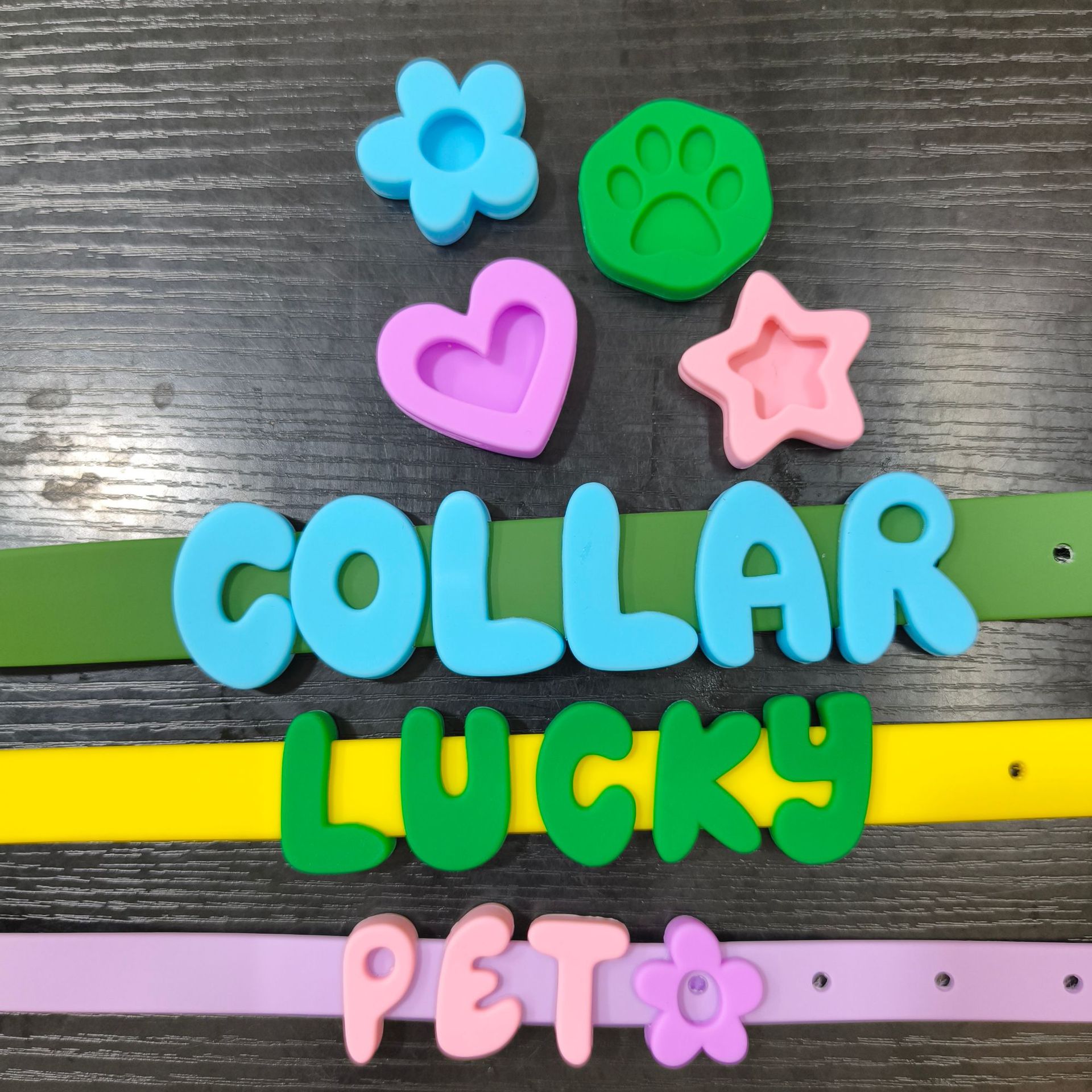 Silicone Letters Silicone Dog Pendant Personalized Name Collar English Letter Leash Letter Decoration