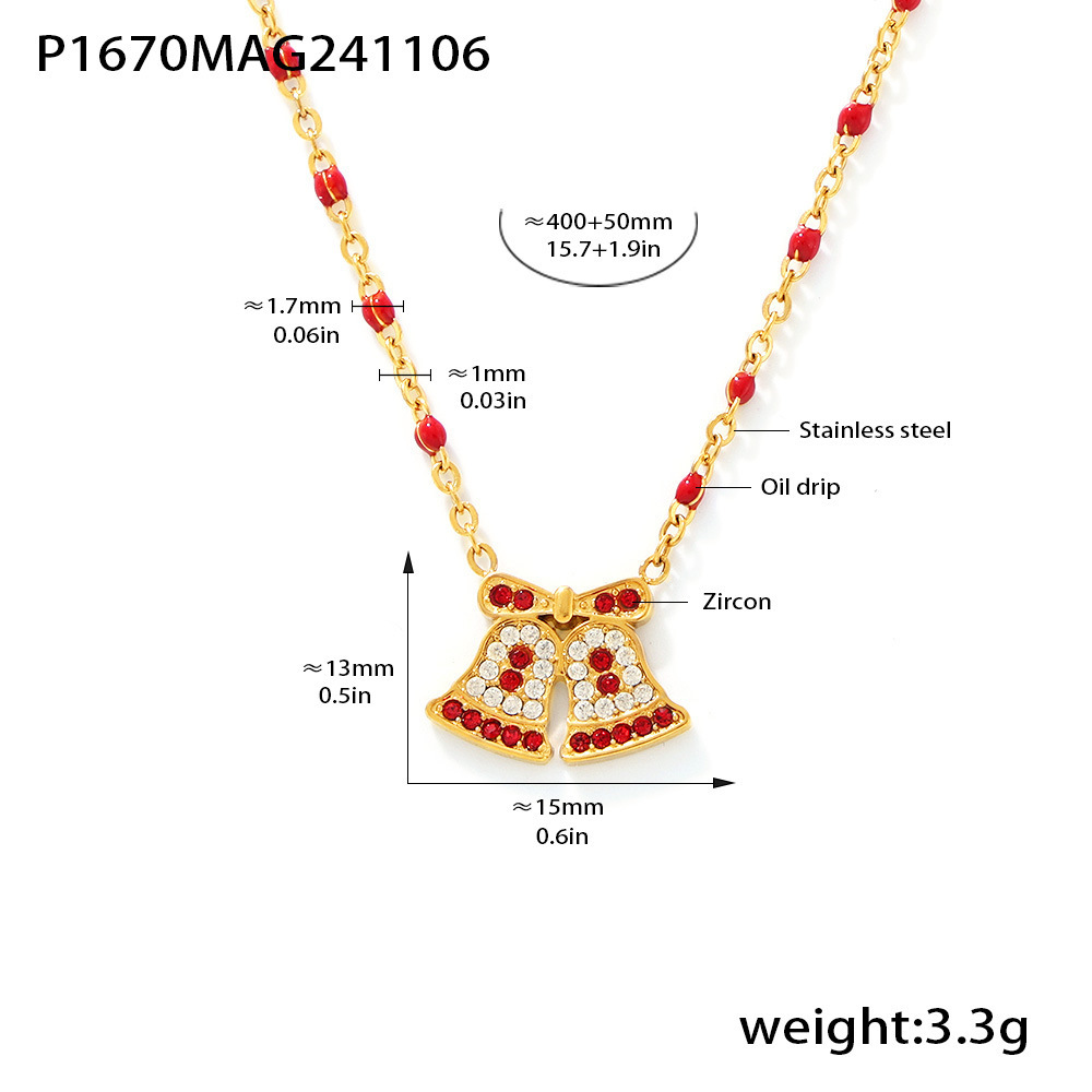 Square Sugar Christmas Zircon Necklace And Earrings Jewelry Set_voghion.com