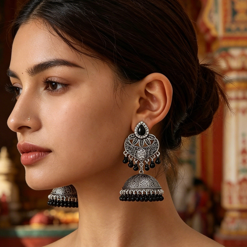 Cross-Border European and American New Products, Retro Exaggerated Indian Style Peacock Bell Earrings, Fashionable and Unique Alloy Earrings