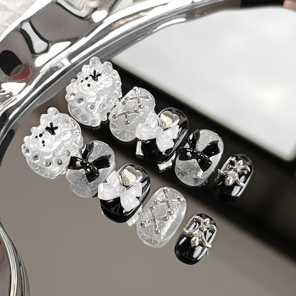 Bonito oso explosivo pegatinas de uñas arco amor manicure decimal 10 piezas de piezas de pieza de pieza image 5