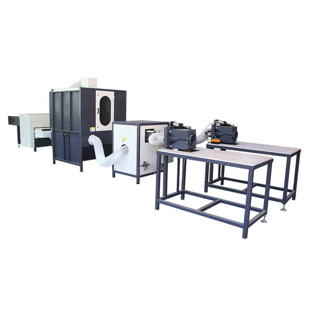 深圳直供热卖纤维棉开松机搅拌箱双口填充机充棉机填充枕头生产线