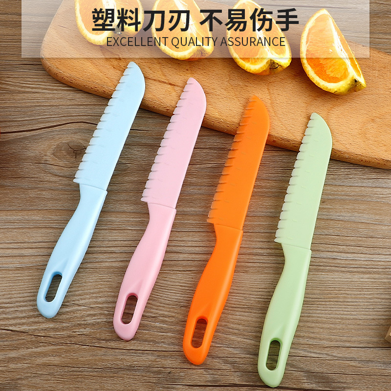Niños cuchillo de frutas no fácil de lastimar la mano jardín de infantes cuchillo de plástico de corte de verduras cuchillo de tablero de verduras set no
