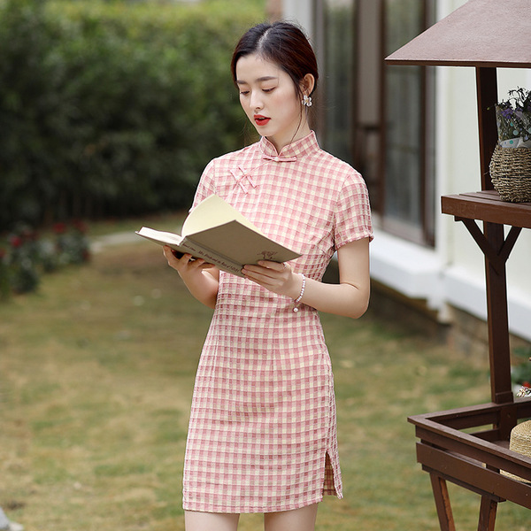 Summer short fitted cheongsam