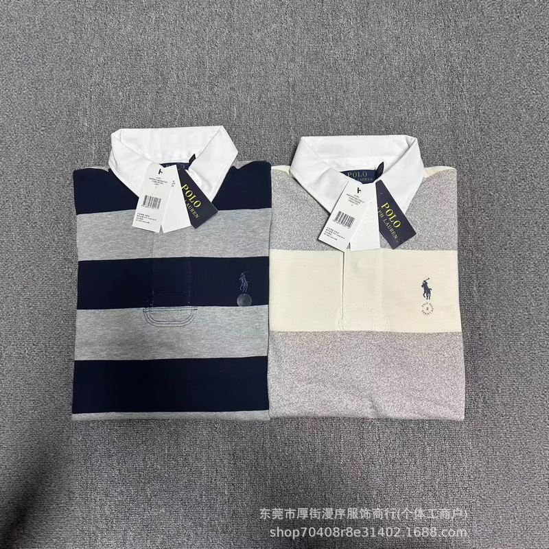 (Actual Photos) Original Rl Ralph Lauren Top-Quality Rugby Collar Striped Long-Sleeve Polo Shirt (Actual Photos) Original Rl Ralph Lauren Top-Quality Rugby Collar Striped Long-Sleeve Polo Shirt