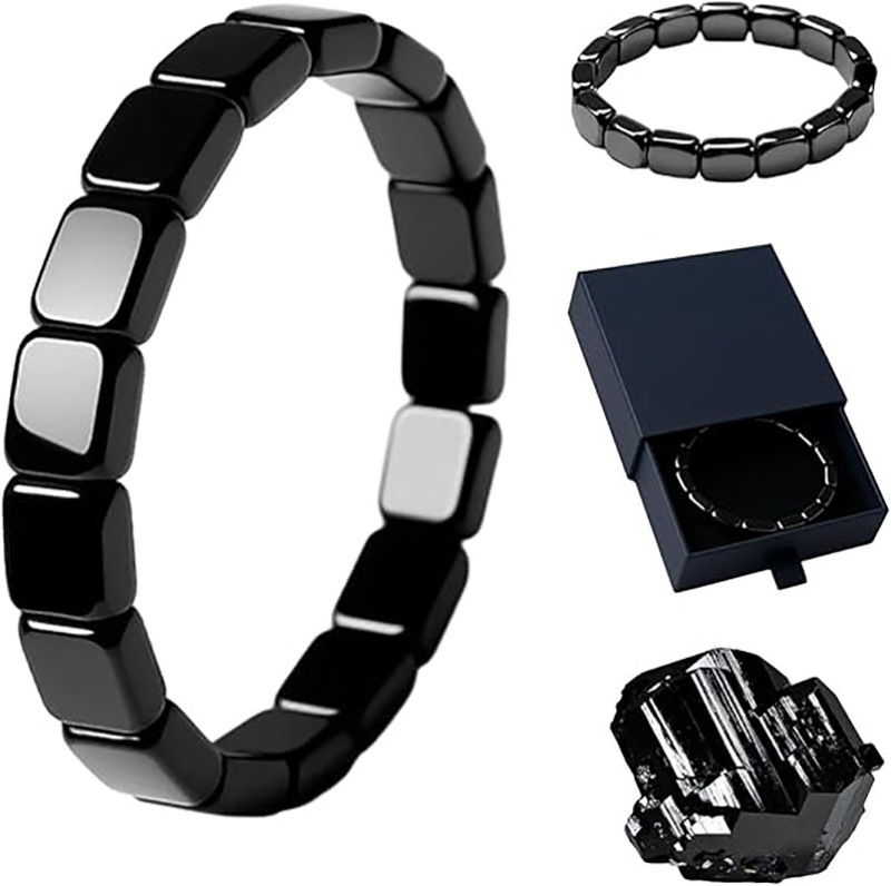 Cross-Border Hot-Selling Square Apple Black Gallstone Elastic Fashion Handmade Beaded Bracelet Wholesale