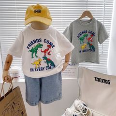 Kids' T-shirt, Boys' Short Sleeve Pure Cotton Base Shirt, 2024 Summer New Children's Clothing, Baby Half Sleeve T-shirt, Summer Outfit