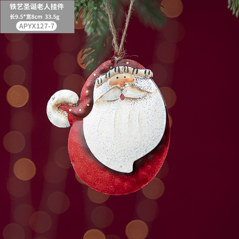 Transfronteriza nueva Navidad pintado vintage árbol de Navidad adornos de hierro Ángel colgante diseño de escena
