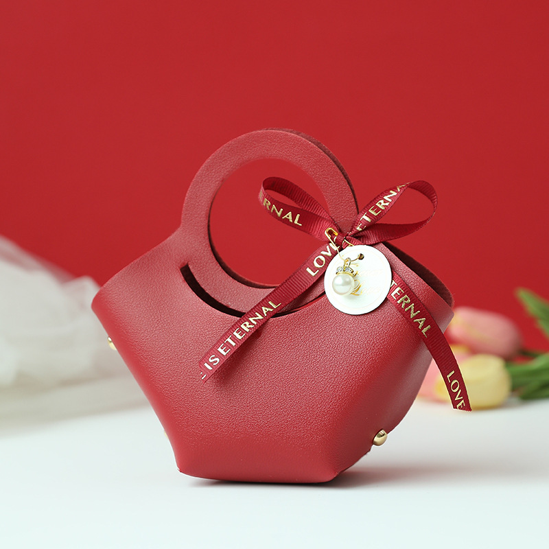 婚禮喜糖盒皮質空盒ins風結婚喜糖袋手提伴娘伴手禮回禮糖果包裝