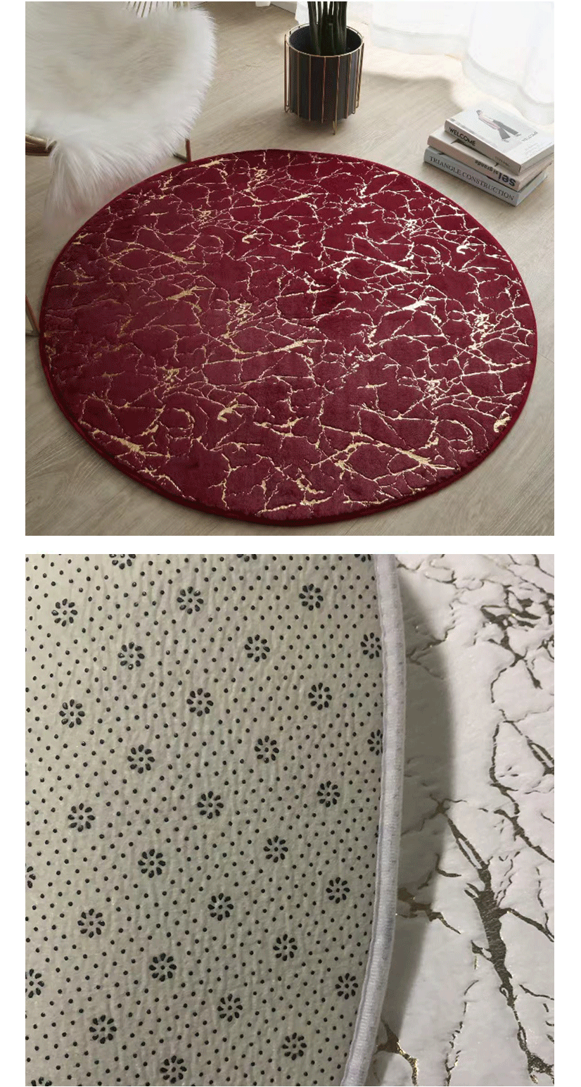 新款小兔毛烫金地垫仿兔毛绒大理石纹烫金浴室吸水防滑门垫地毯_