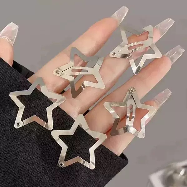 Ins-style Y2K hot girl star hair clips in gold and silver, versatile pentagram hairpins, BB clips, hair accessories, hair clips wholesale