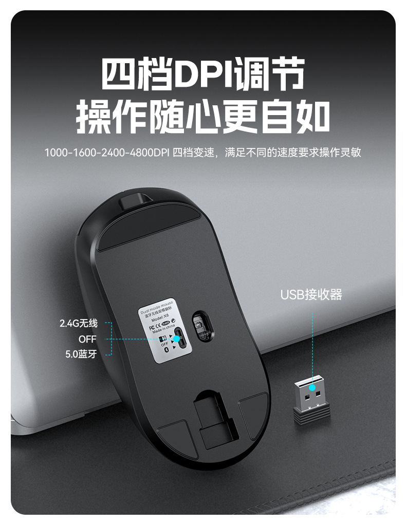 T-WOLF雷狼X8无线蓝牙鼠标双模游戏办公防滑贴纸鼠标狗屁王定制