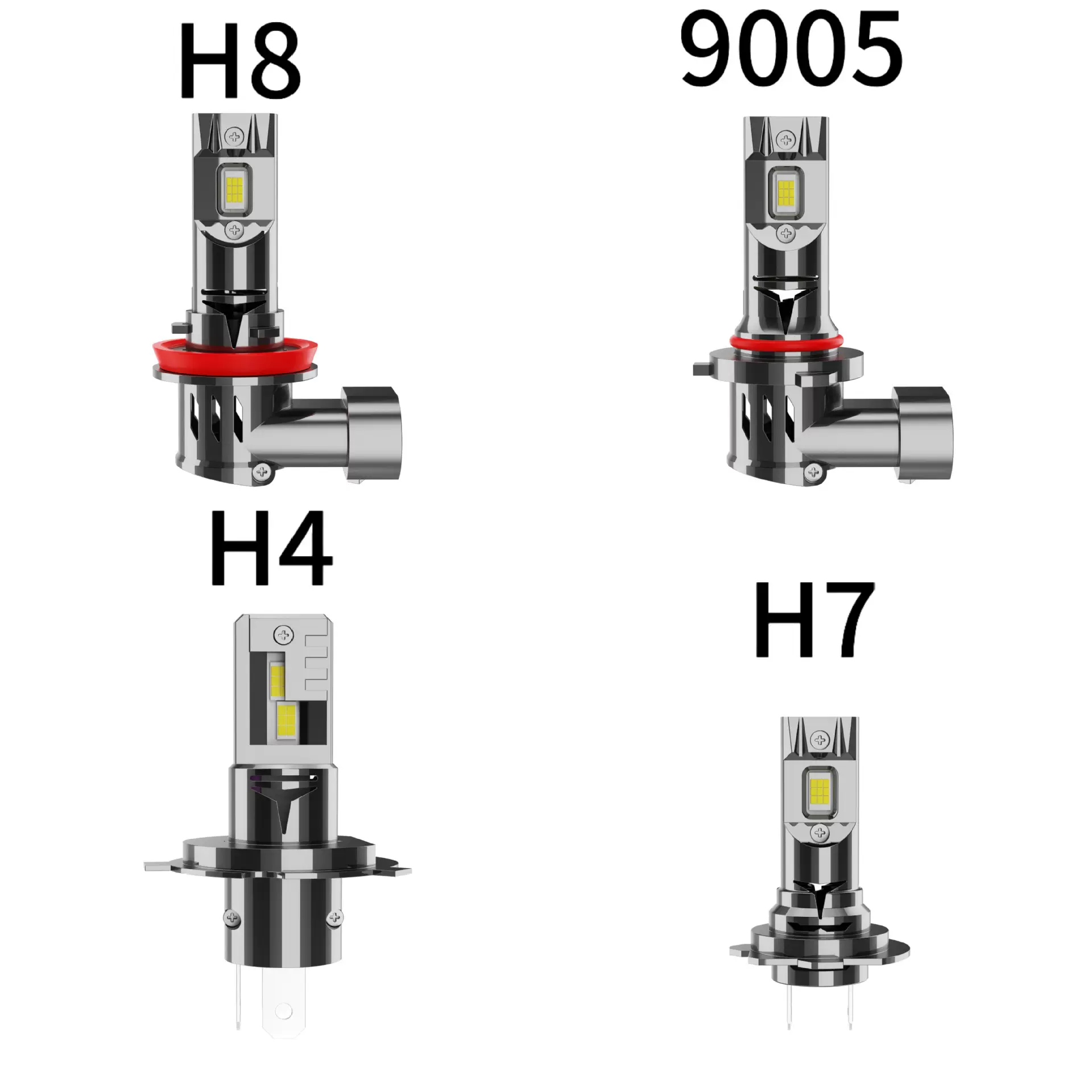 新款汽车LED前大灯H7H4H8h11 9005 9006宽压高功率
