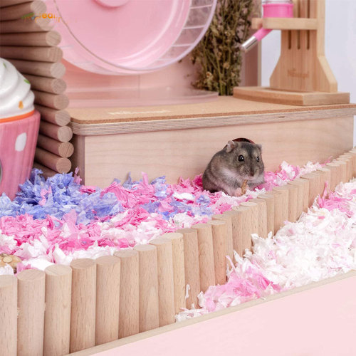 Hamster Wooden Ladder Fence 2-in-1 Bird Ladder, Natural Landscape Supply for Chinchillas, Wood Toy for Reptiles