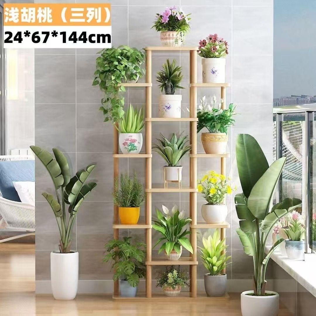Estante de flores, plantas suculentas de radix verde, estante de almacenamiento de lujo ligero, estante de piso interior, estante de maceta de flores de balcón simple multicapa